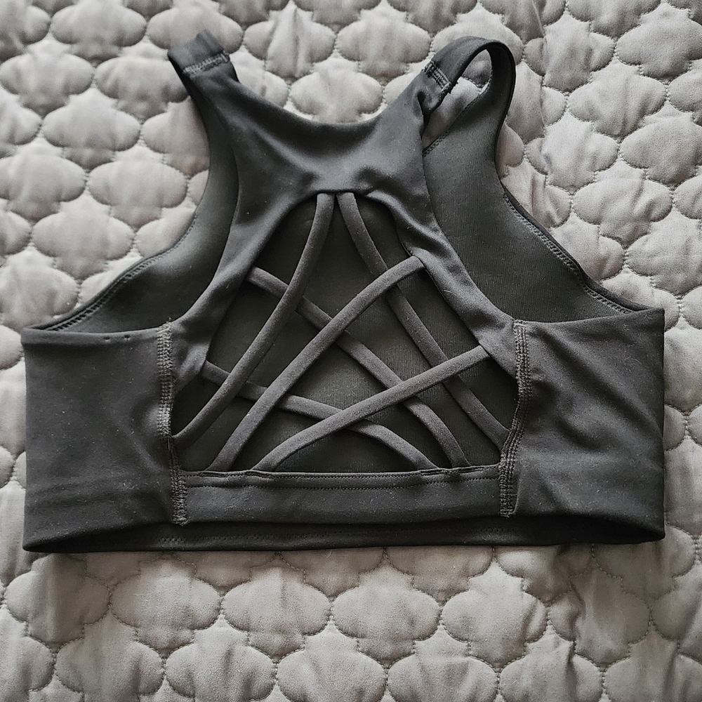 Nike Charcoal Sports Bra with Silver Logo - Picture 3 of 4